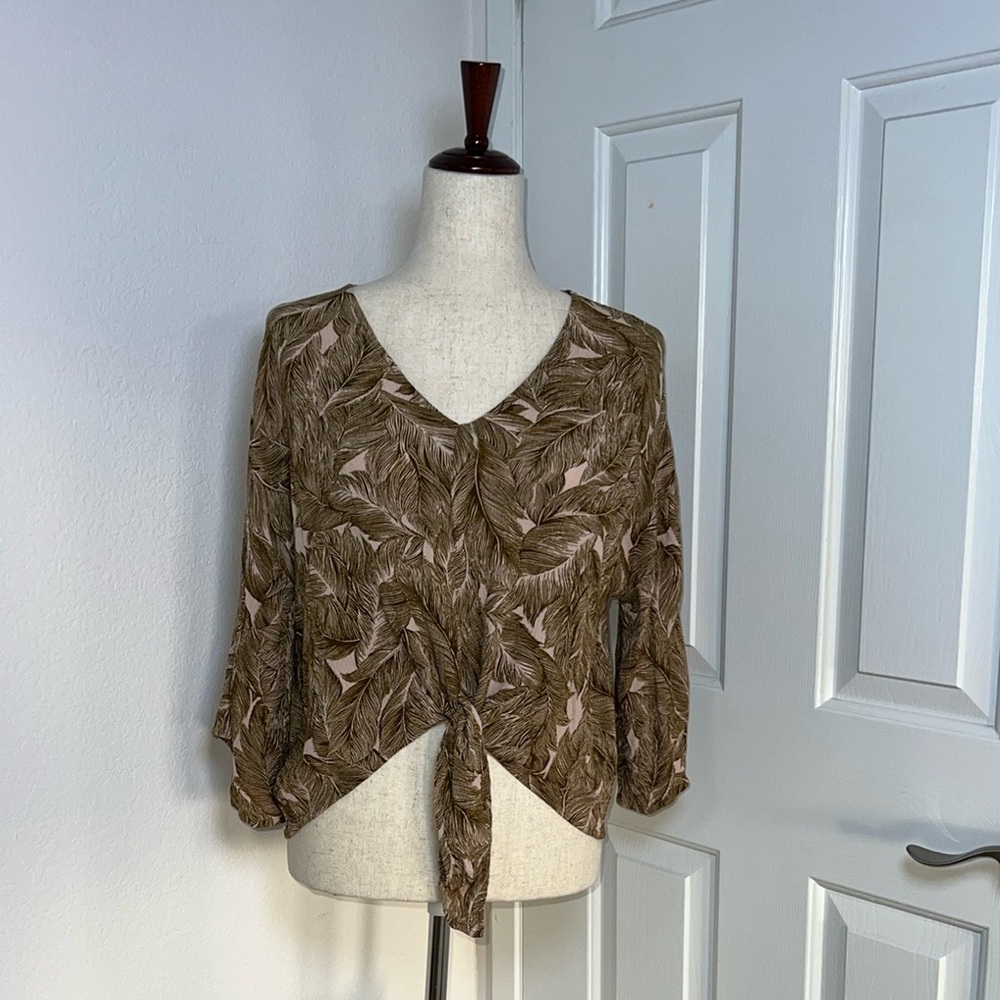 Millibon Brown Sequin Boxy Crop Blouse